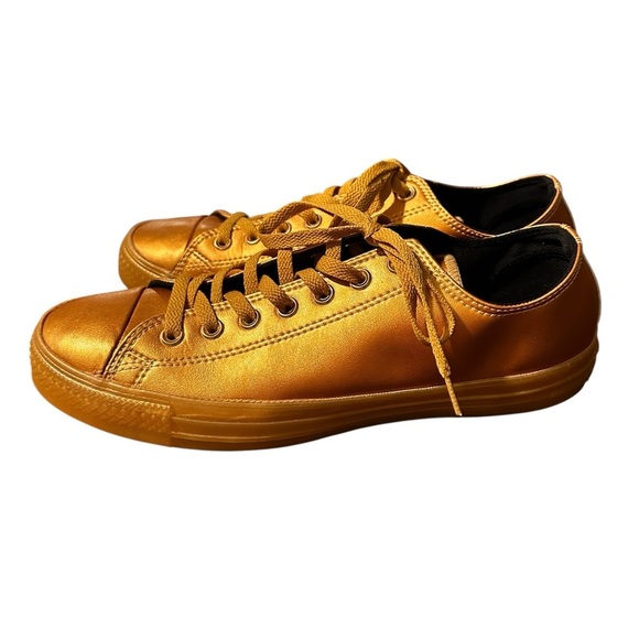 Converse All Star Chuck Taylor OX Leather Metallic Gold 153107C M10 W12 - Picture 3 of 6